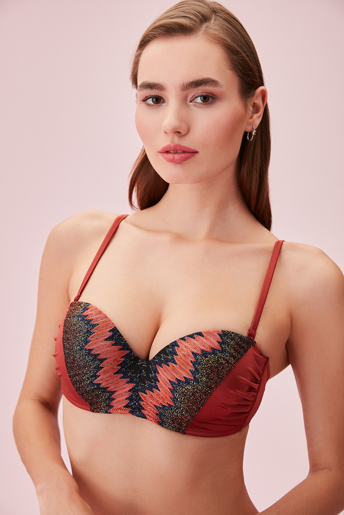 Cinnamon Detailed Strapless Lace Bikini Top | SUWEN