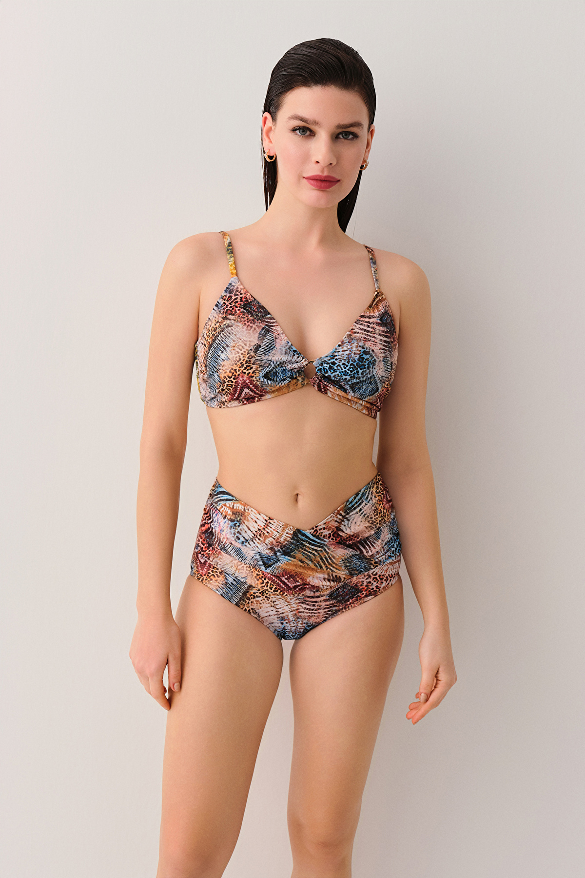 Ethnic Print Freya Cross Tie Bikini Top | SUWEN