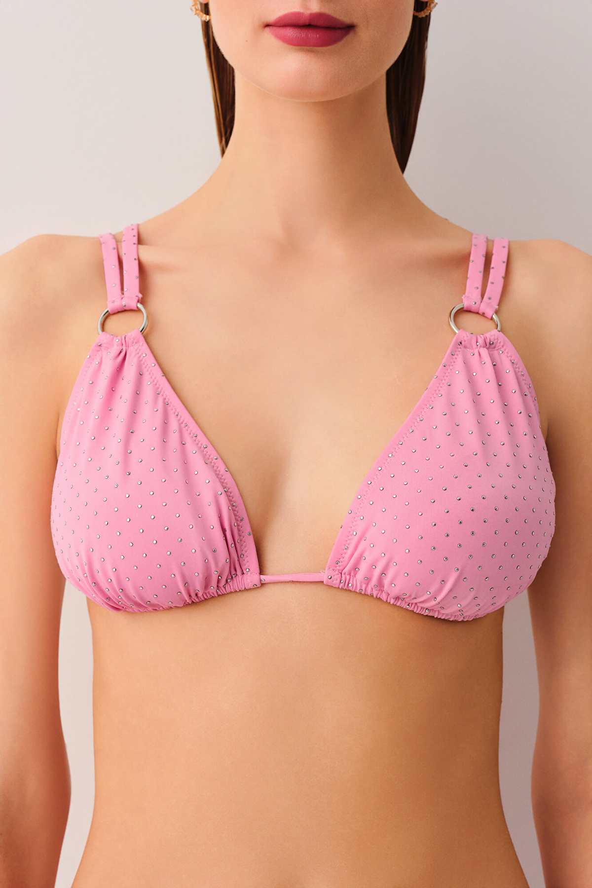 Pink Doty Triangle Bikini Top | SUWEN