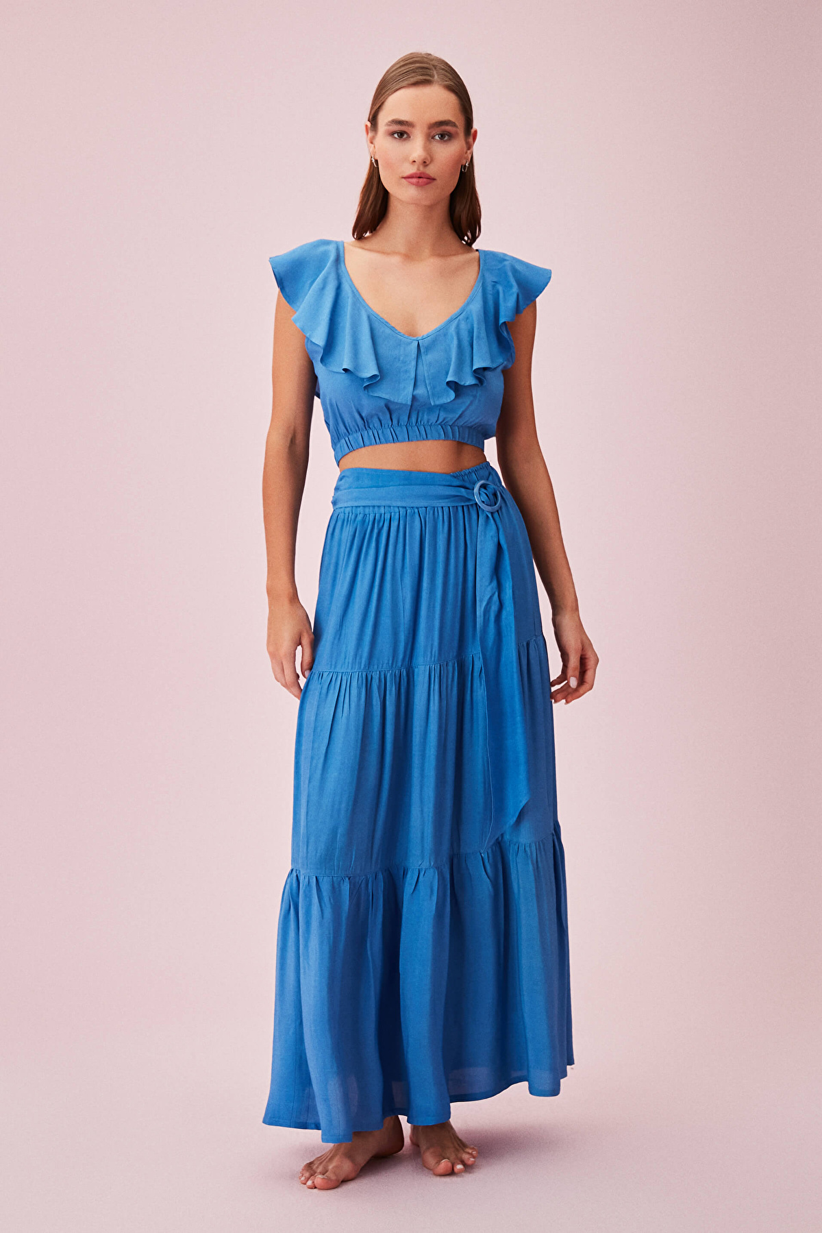 邦楽 EVISBEATS PEOPLE SUKISHA Blumio Jambo La Denim Görünümlü Shakira Crop Top | SUWEN