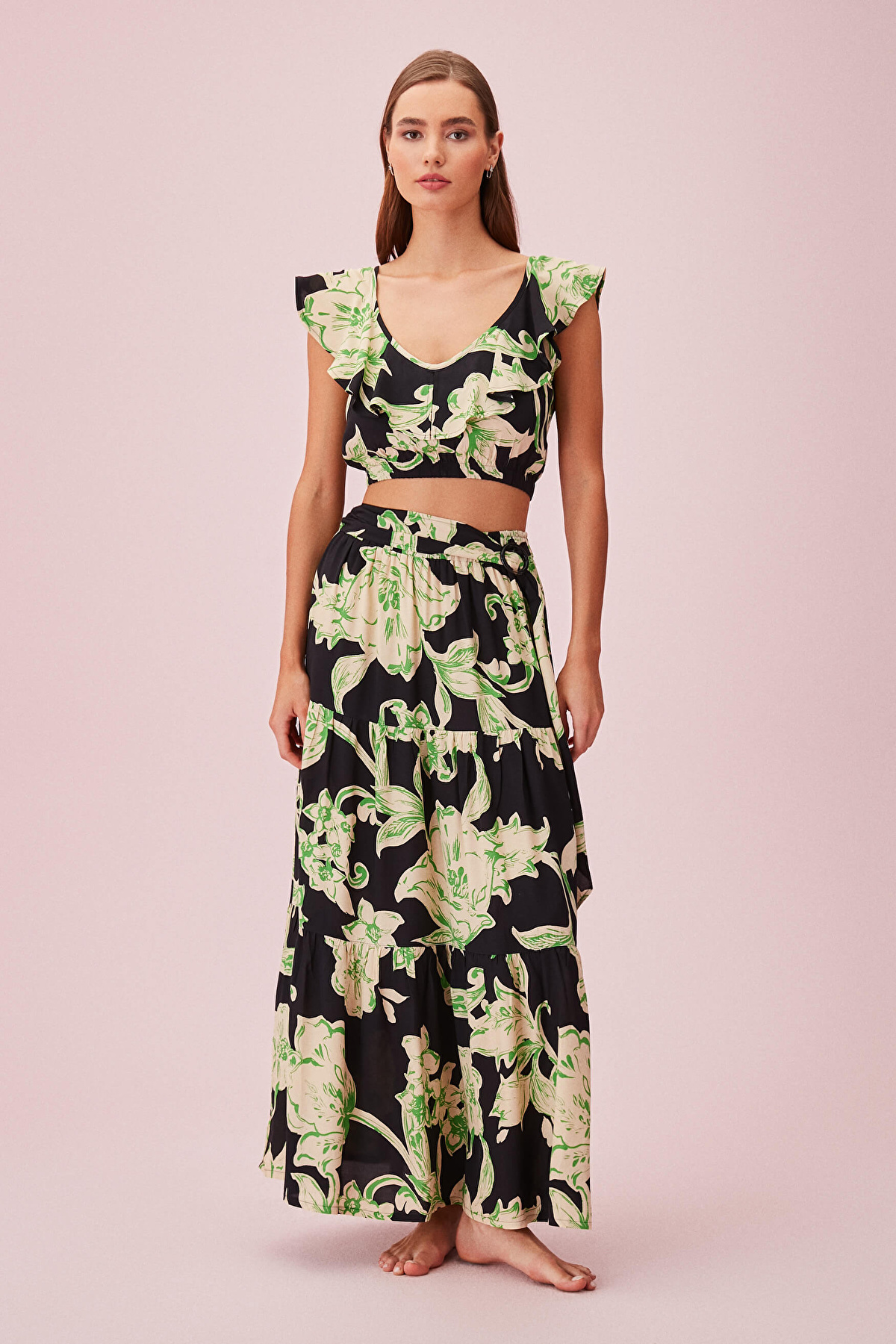 Green Flower Shakira Skirt | SUWEN