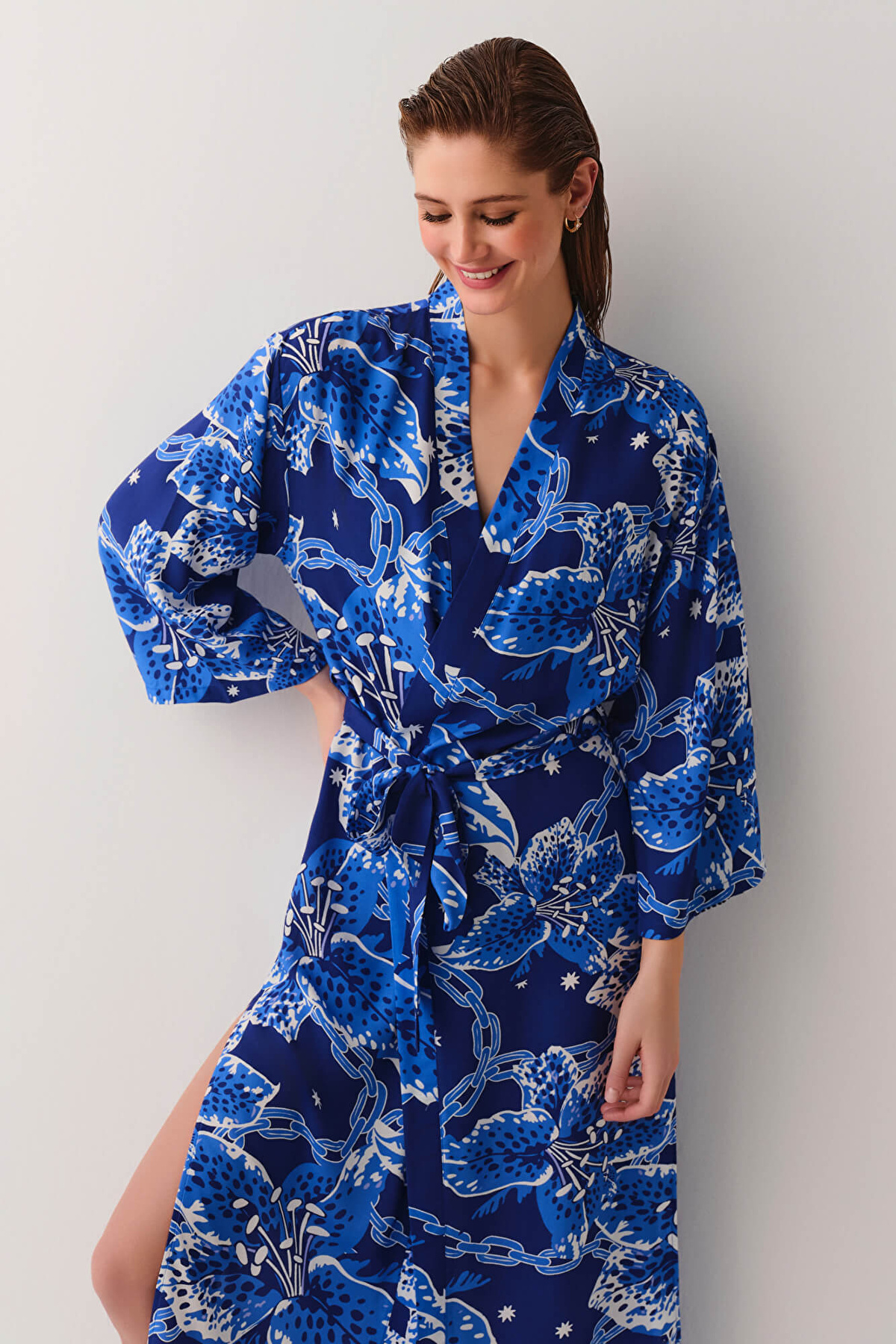 Saks Desenli Lydia Kimono | SUWEN
