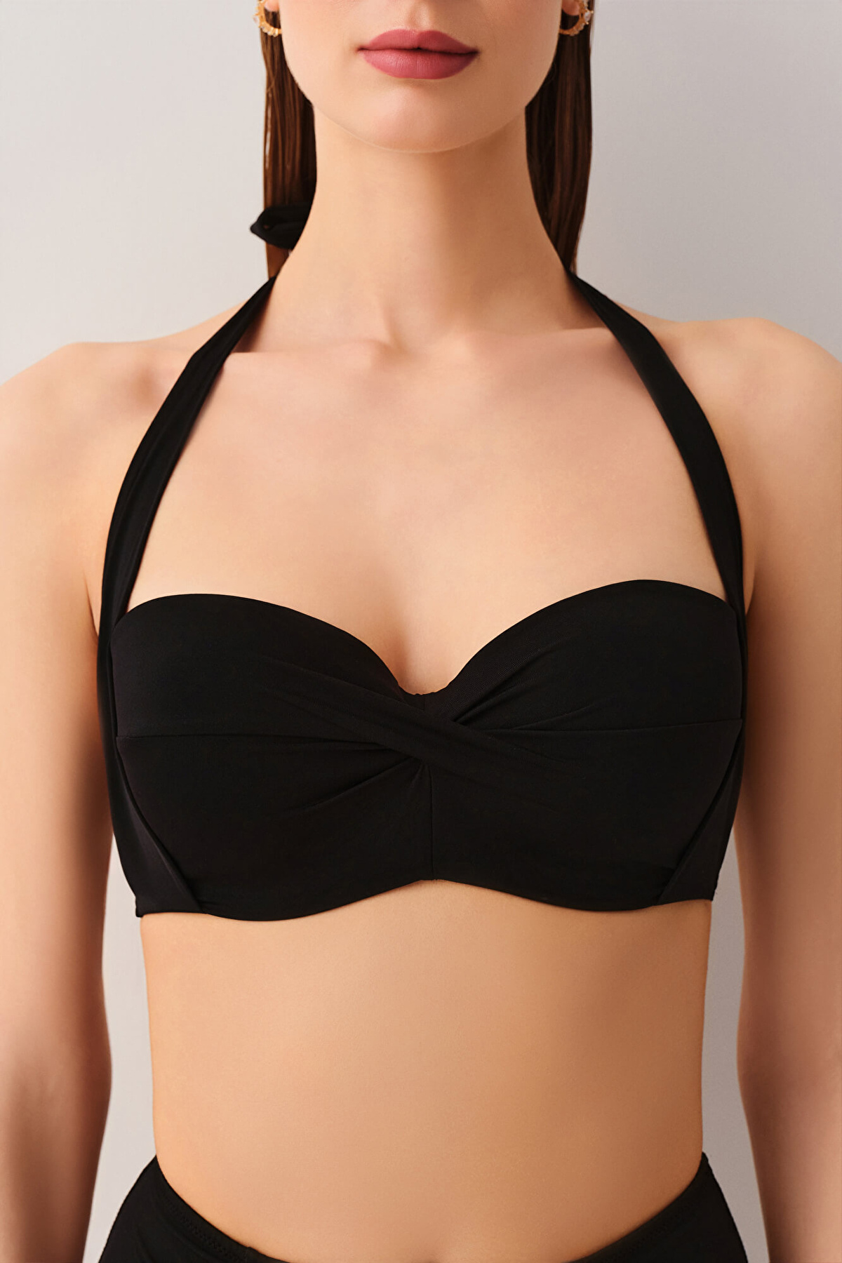 Black Bow Strapless Bikini Top | SUWEN