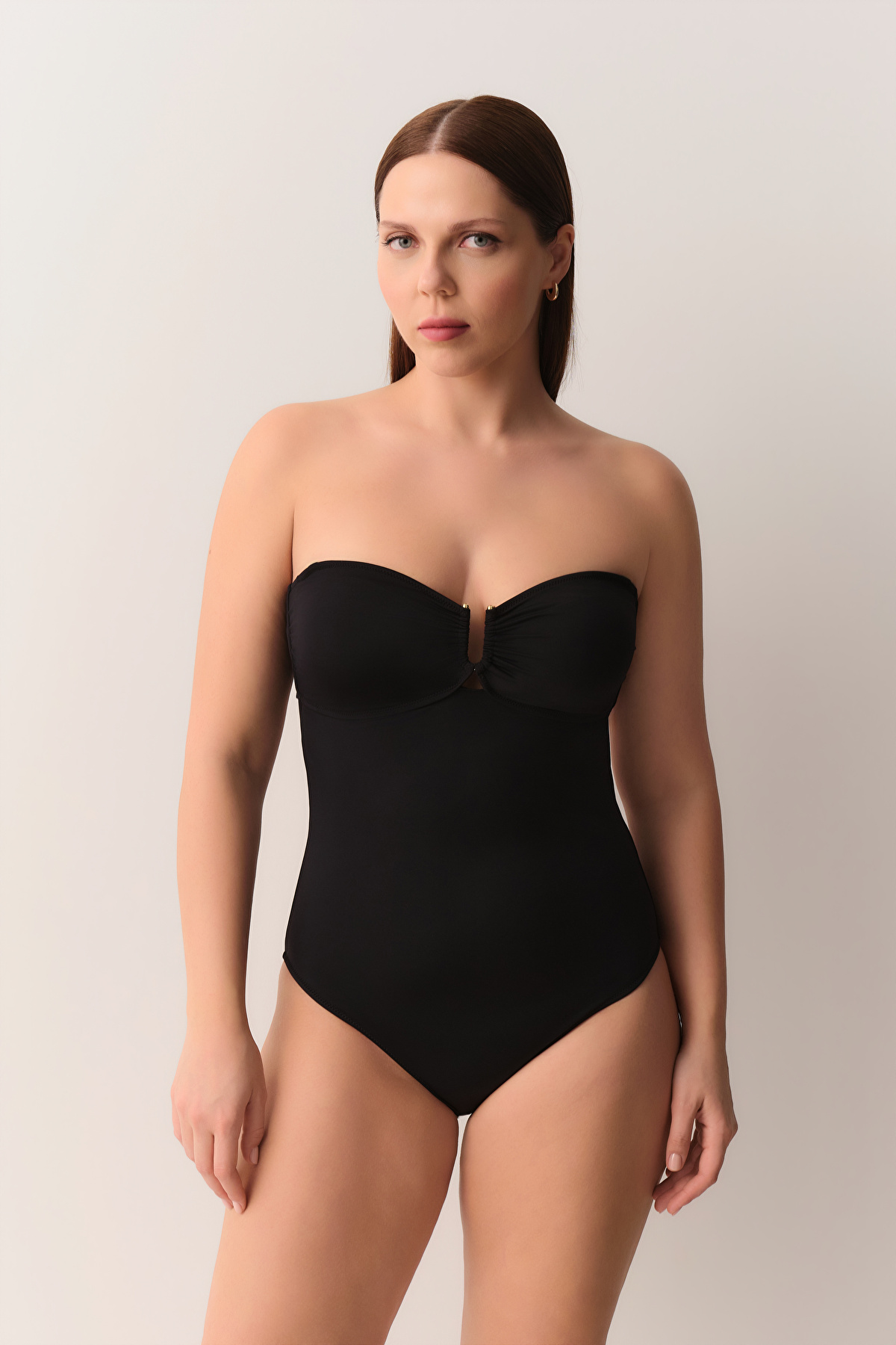 NICECLAUP swimwea ブラック Black Strapless Swimsuit | SUWEN
