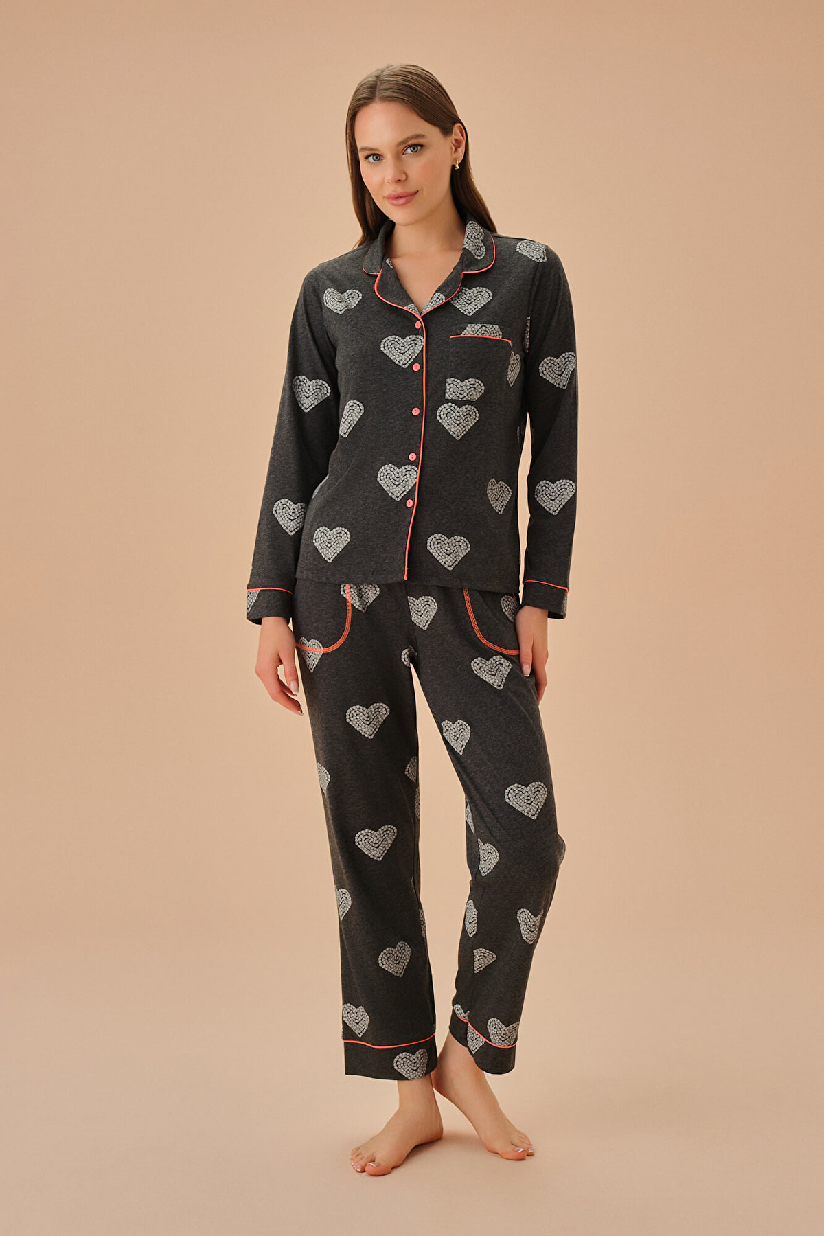 Antracite Mel. Print Bubble Masculine Pyjamas Set | SUWEN