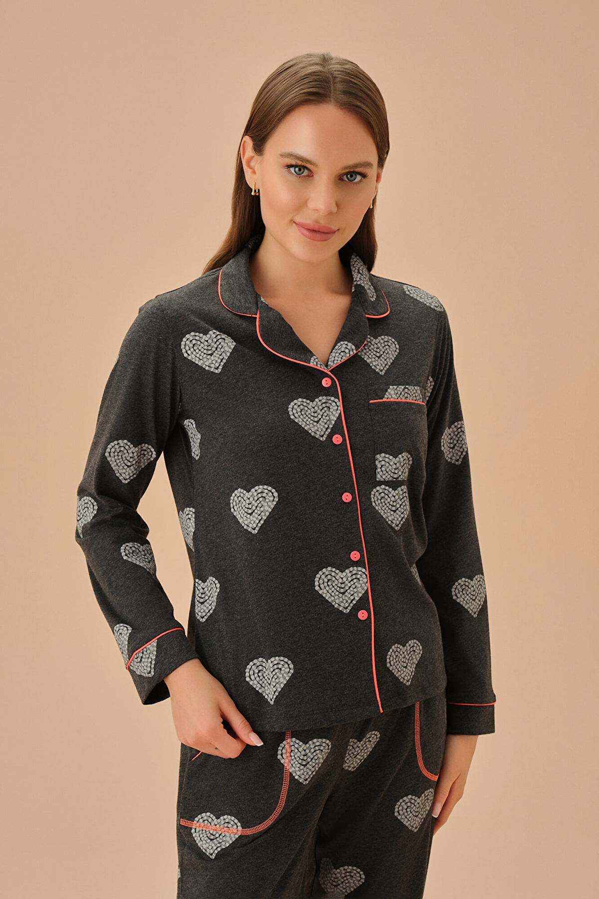Antracite Mel. Print Bubble Masculine Pyjamas Set | SUWEN