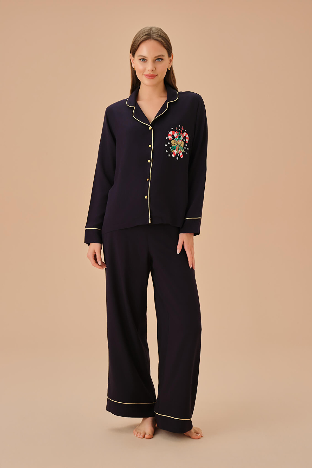 Navy Blue Festivity Masculine Pyjamas Set | SUWEN