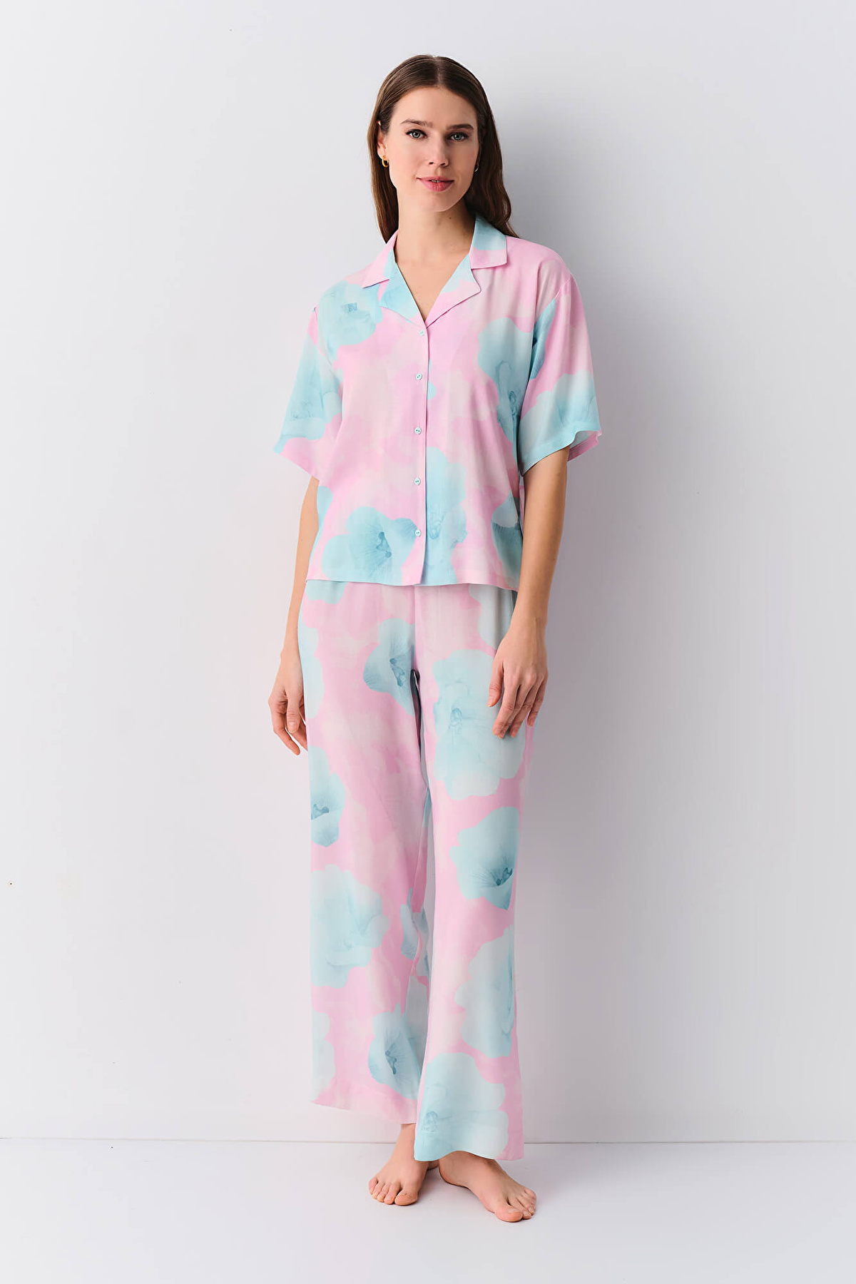 Pink Print Meloni Masculine Pyjamas Set | SUWEN