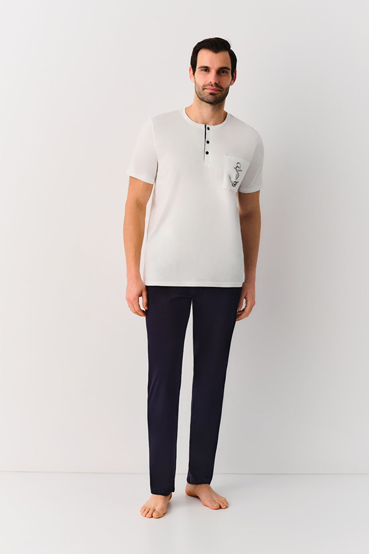 NAVY BLUE Sailor Men Pyjamas Set | SUWEN