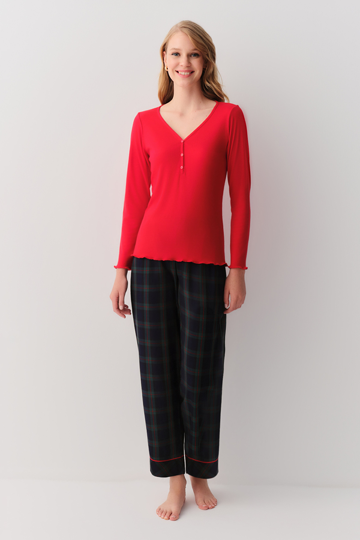 GREEN PLAID College Pyjamas Set | SUWEN