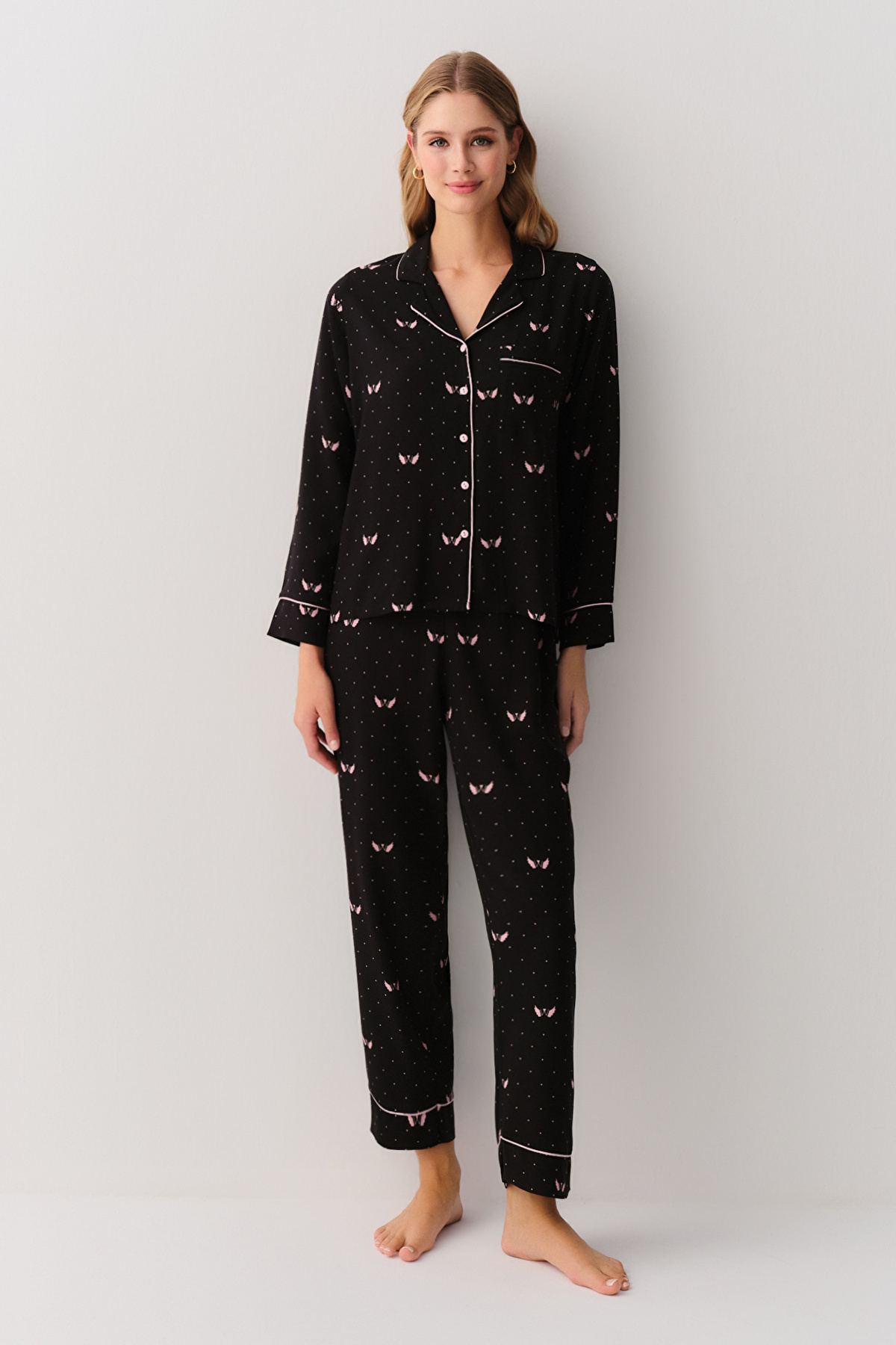 BLACK PRINT Angel Masculine Pyjamas Set | SUWEN