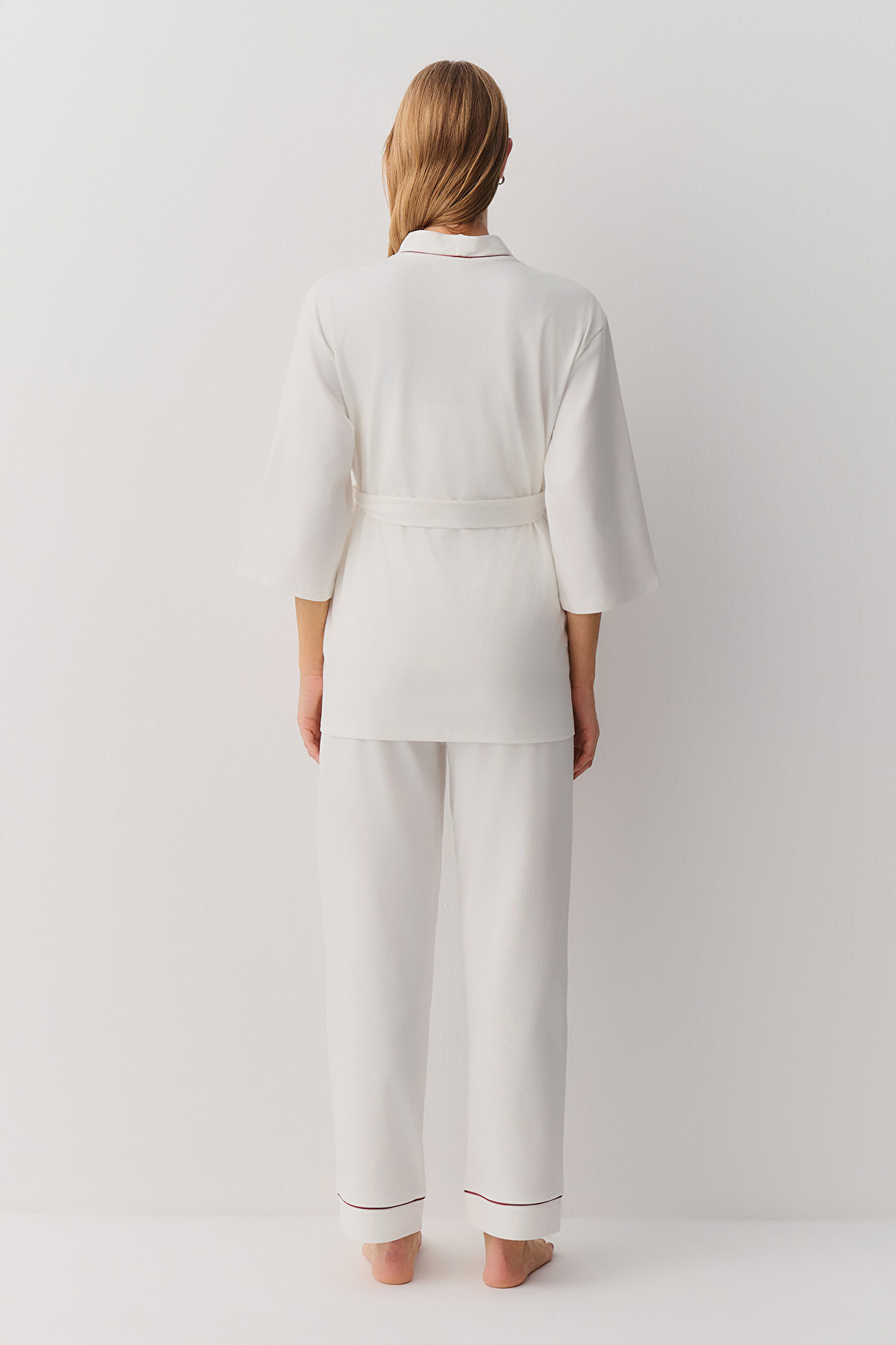 Ecru Pearl 3P Maternity Pyjamas Set | SUWEN