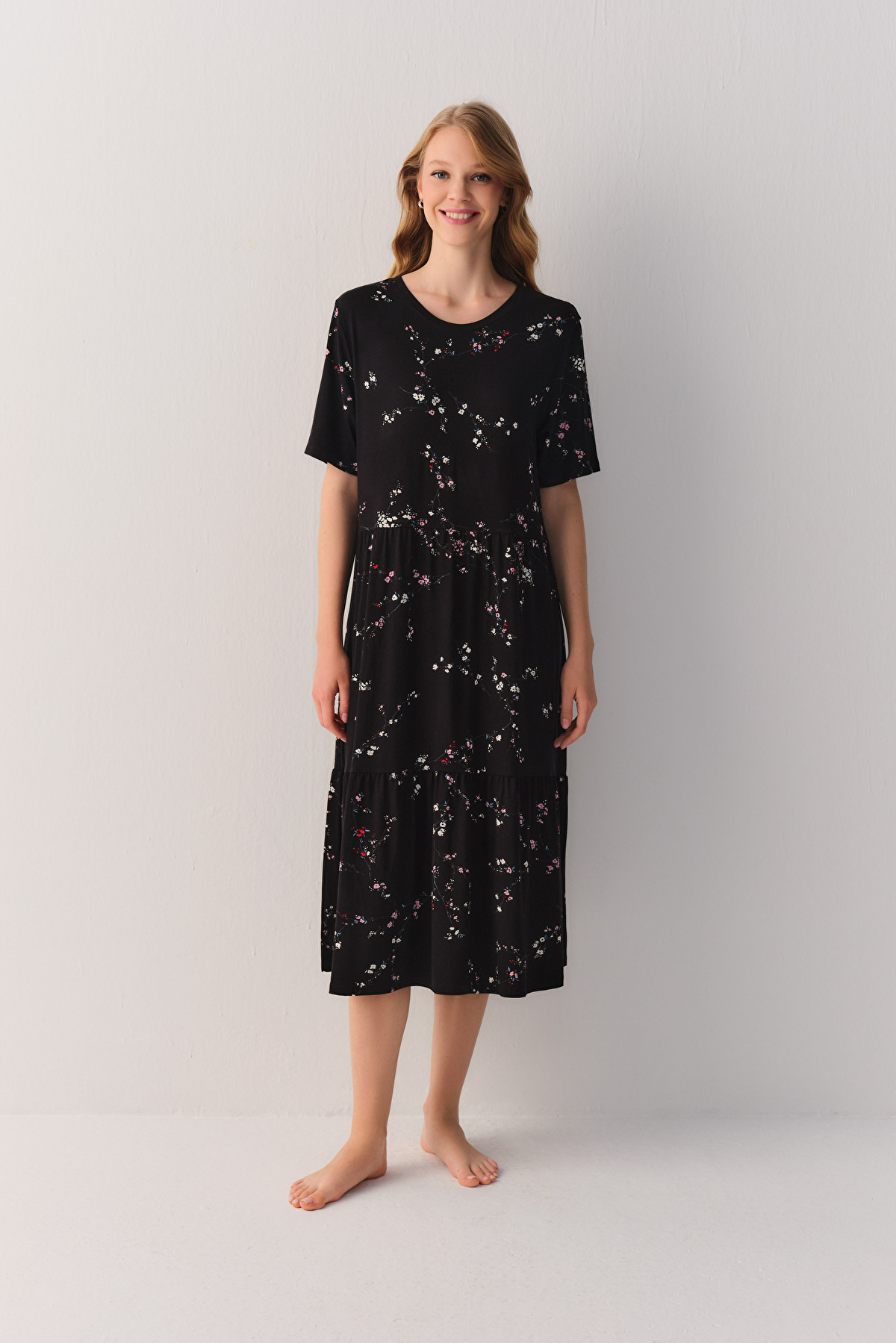 Black Print Alina Daily Printed Dress | SUWEN