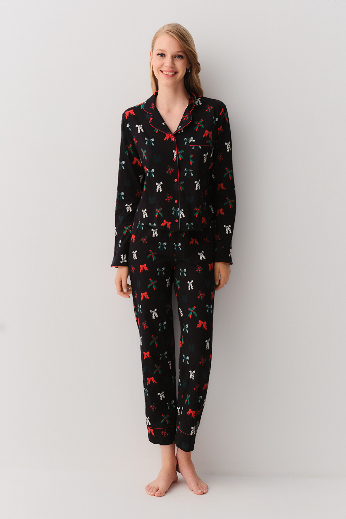 Black Print Twinkle Masculine Pyjamas Set | SUWEN