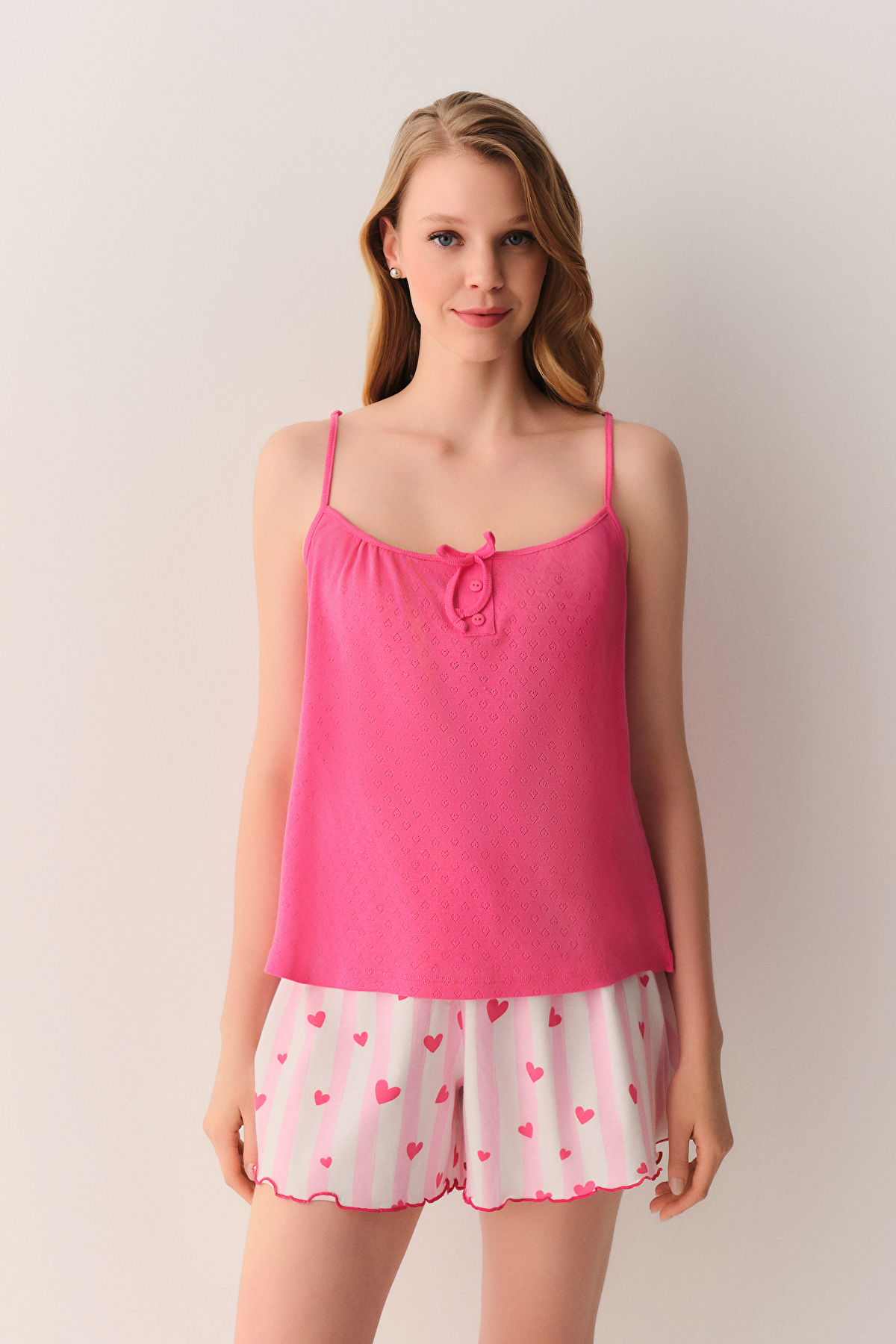 Pink Print Cherry Top-Short Set | SUWEN