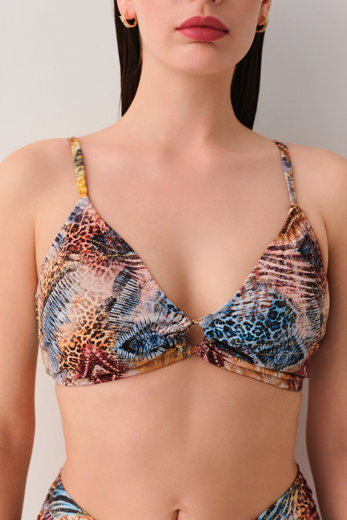 Ethnic Print Freya Cross Tie Bikini Top