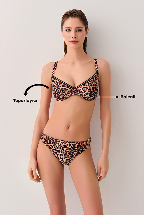 Renkli Desenli Wild Balenli Bikini Üst