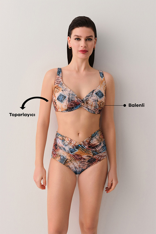 Etnik Desenli Freya Önü Burgulu Bikini Üst