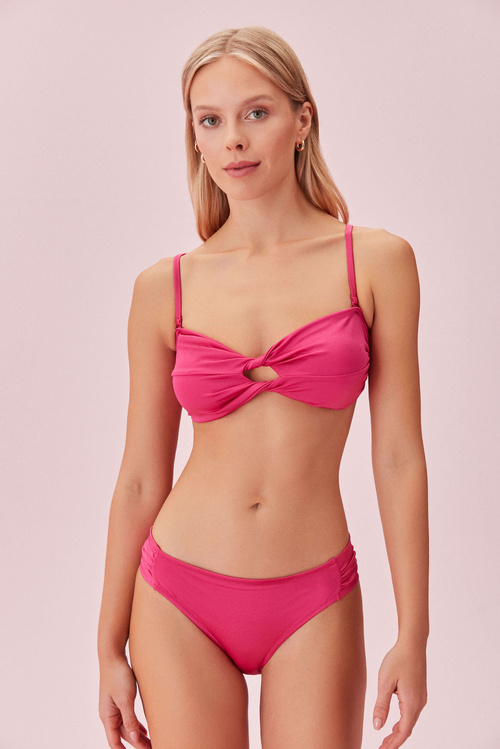 Begonvil Begonvile Burgulu Straplez Bikini Üst