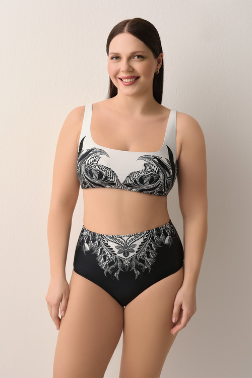 Black Print Lisa High Waist Bikini Bottom
