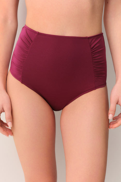 Vişne Yüksek Bel Pileli Bikini Alt
