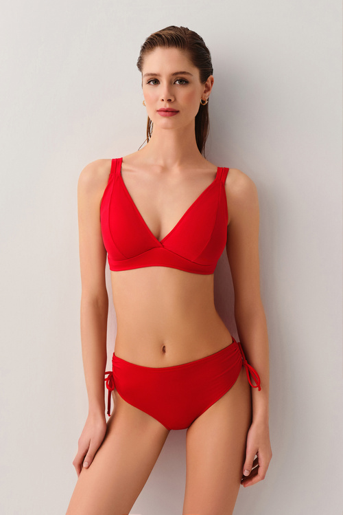 Red Drawstring Colour Bikini Bottom