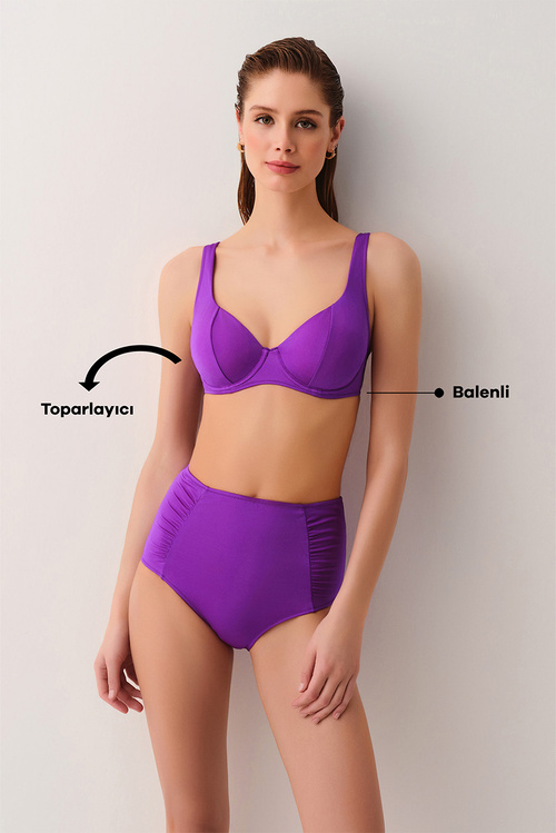 Menekşe Moru Balenli Toparlayıcı Bikini Üst