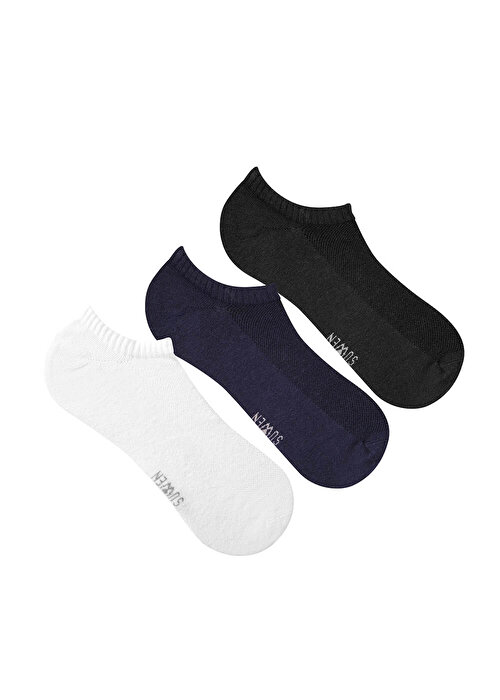 Siyah / Beyaz / Lacivert 3'lü Paket Görünmez Erkek Çorabı