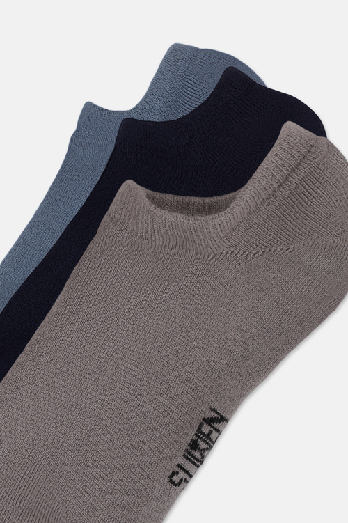 Lacivert / Indigo / Gri Görünmez 3'lü Modal Sneaker Çorap
