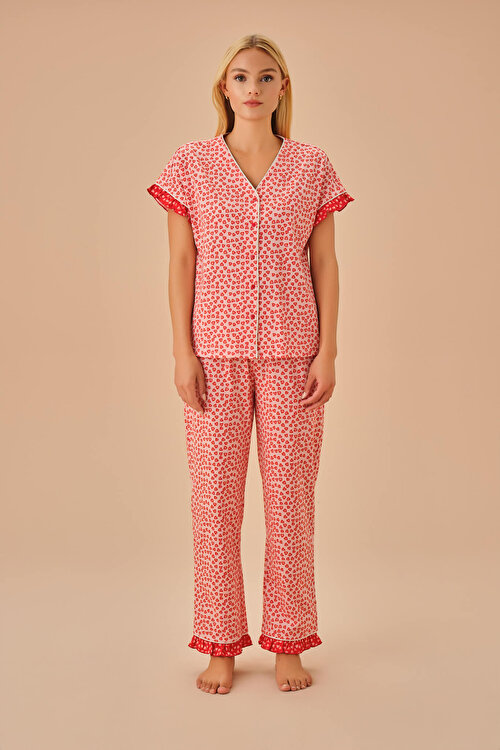 Pembe Maya Maskülen Pijama Takımı