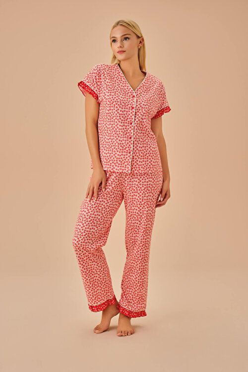 Pembe Maya Maskülen Pijama Takımı