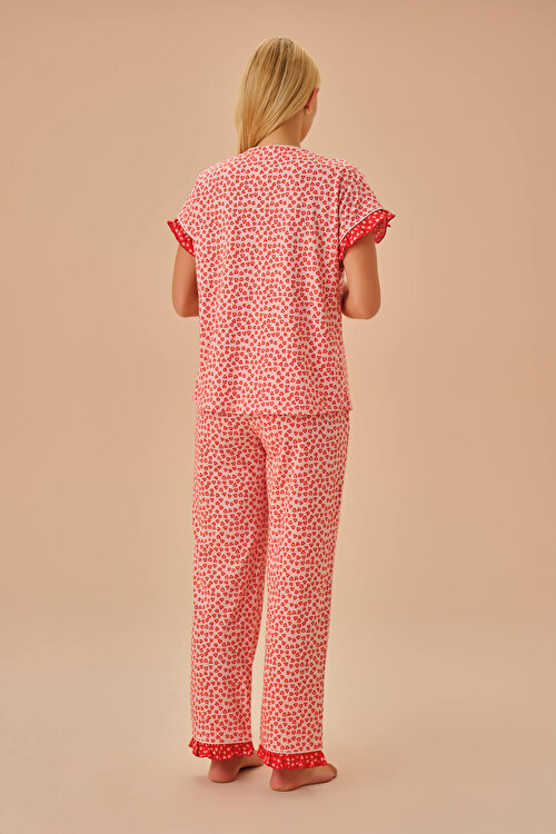 Pembe Maya Maskülen Pijama Takımı