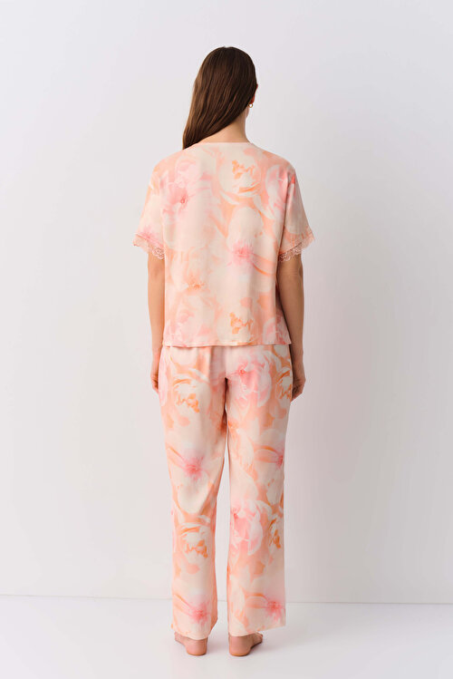 Şeftali Romance Maskülen Pijama Takımı