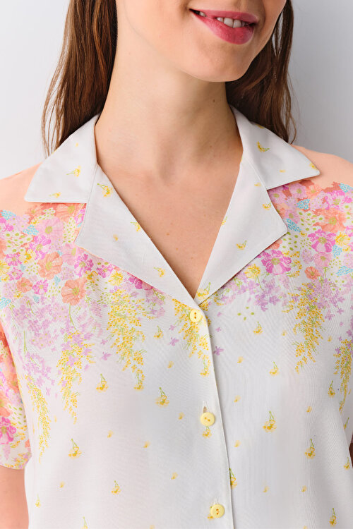 Ekru Desenli Sunset Maskülen Pijama Takımı