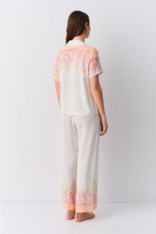 Ekru Desenli Sunset Maskülen Pijama Takımı