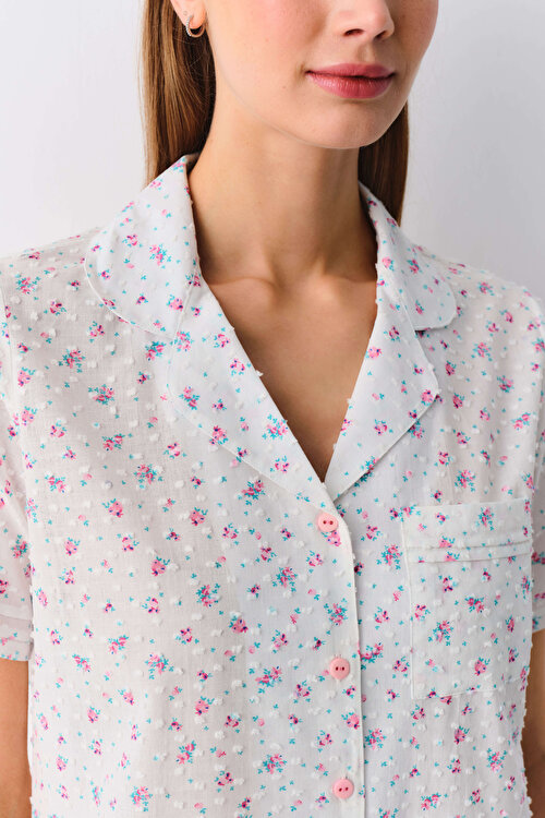 Ekru Desenli Angelica Maskülen Pijama Takımı