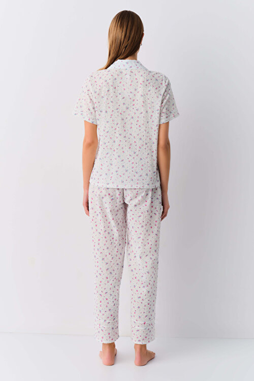 Ekru Desenli Angelica Maskülen Pijama Takımı