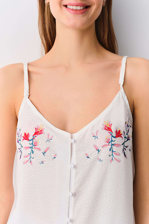 Ekru Desenli Tiffany Şort Pijama Takımı