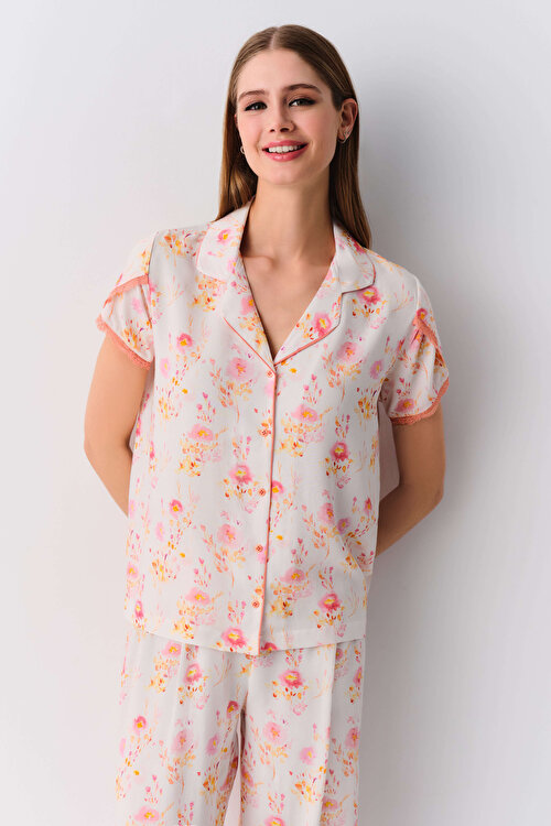 Ekru Desenli Perry Maskülen Pijama Takımı