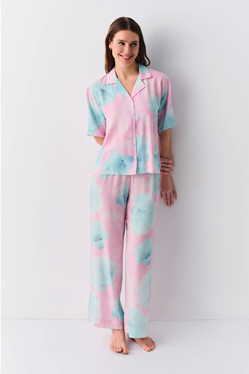Pembe Meloni Maskülen Pijama Takımı