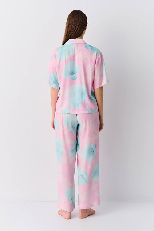 Pembe Meloni Maskülen Pijama Takımı