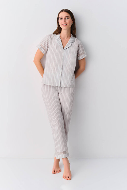 Gri Melanj Desenli Princess Maskülen Pijama Takımı