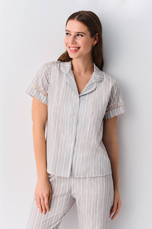 Gri Melanj Desenli Princess Maskülen Pijama Takımı
