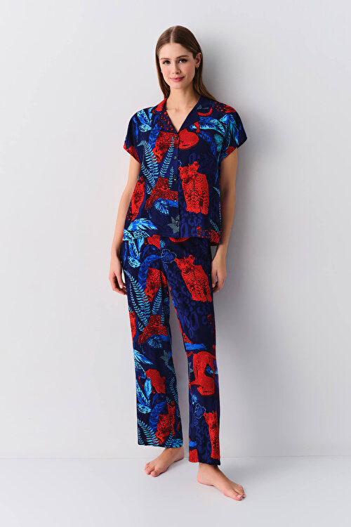 Leopar Desenli Leo Maskülen Pijama Takımı