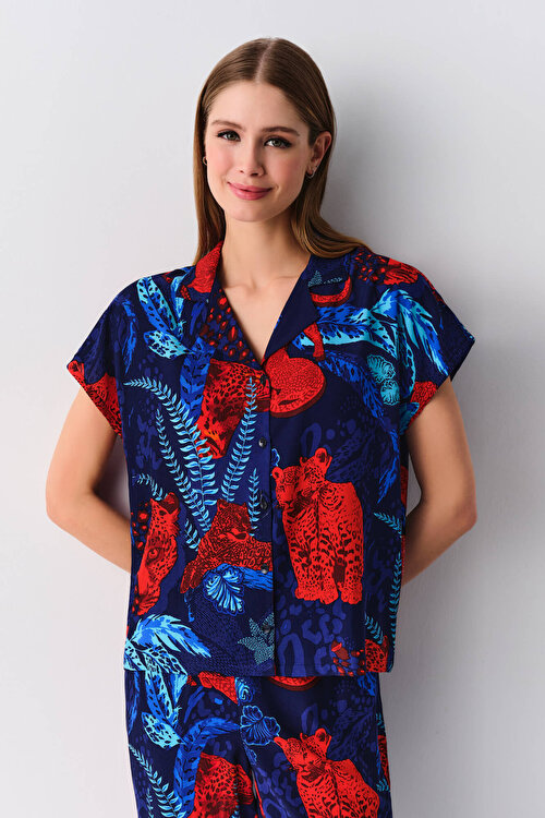 Leopar Desenli Leo Maskülen Pijama Takımı