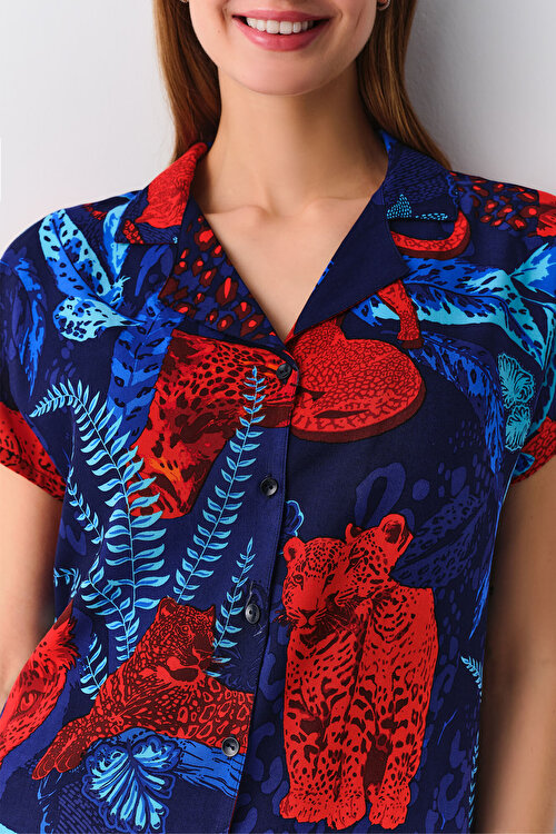 Leopar Desenli Leo Maskülen Pijama Takımı