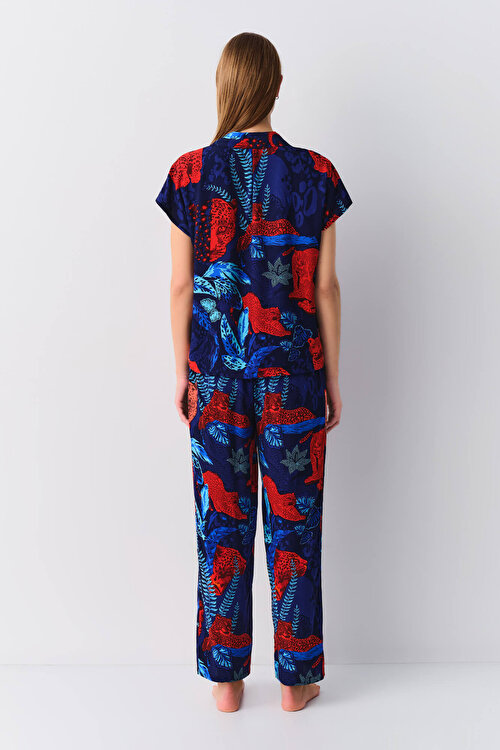 Leopar Desenli Leo Maskülen Pijama Takımı