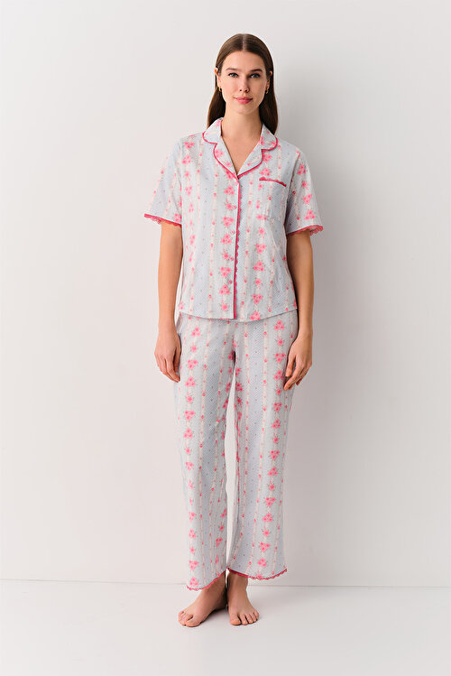 Pembe Elizabeth Maskülen Pijama Takımı