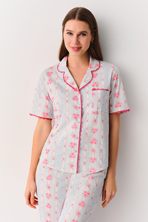 Pembe Elizabeth Maskülen Pijama Takımı
