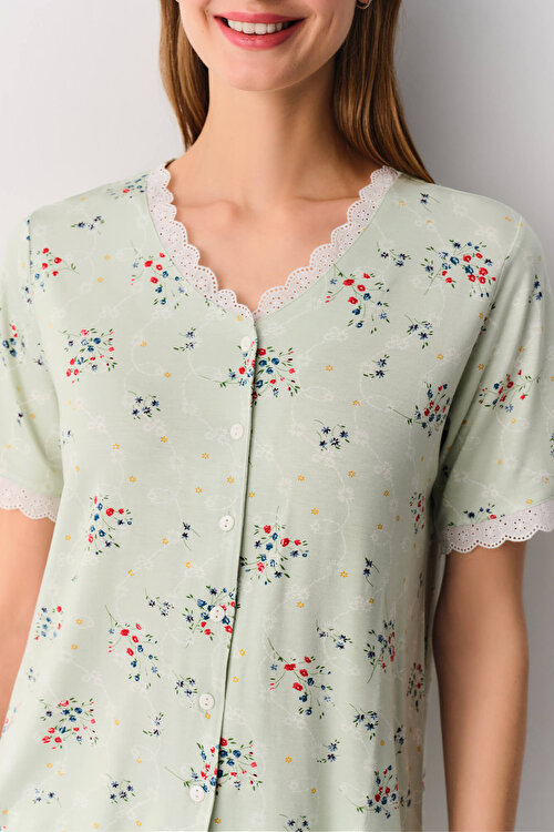 Yeşil Desenli Catalina Maskülen Pijama Takımı